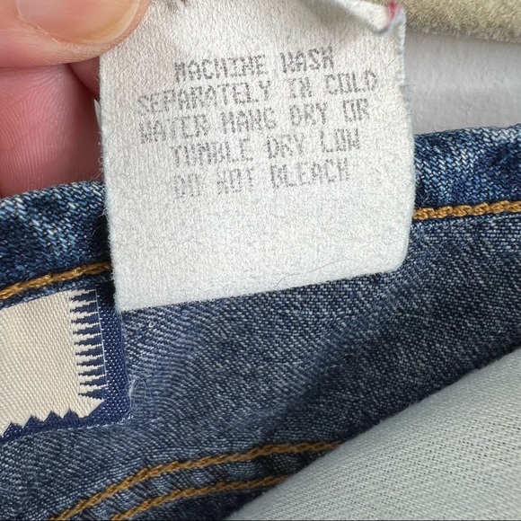 Vintage Y2K high waisted jeans skirt below knee front slit dark denim Sz3 - Picture 8 of 14